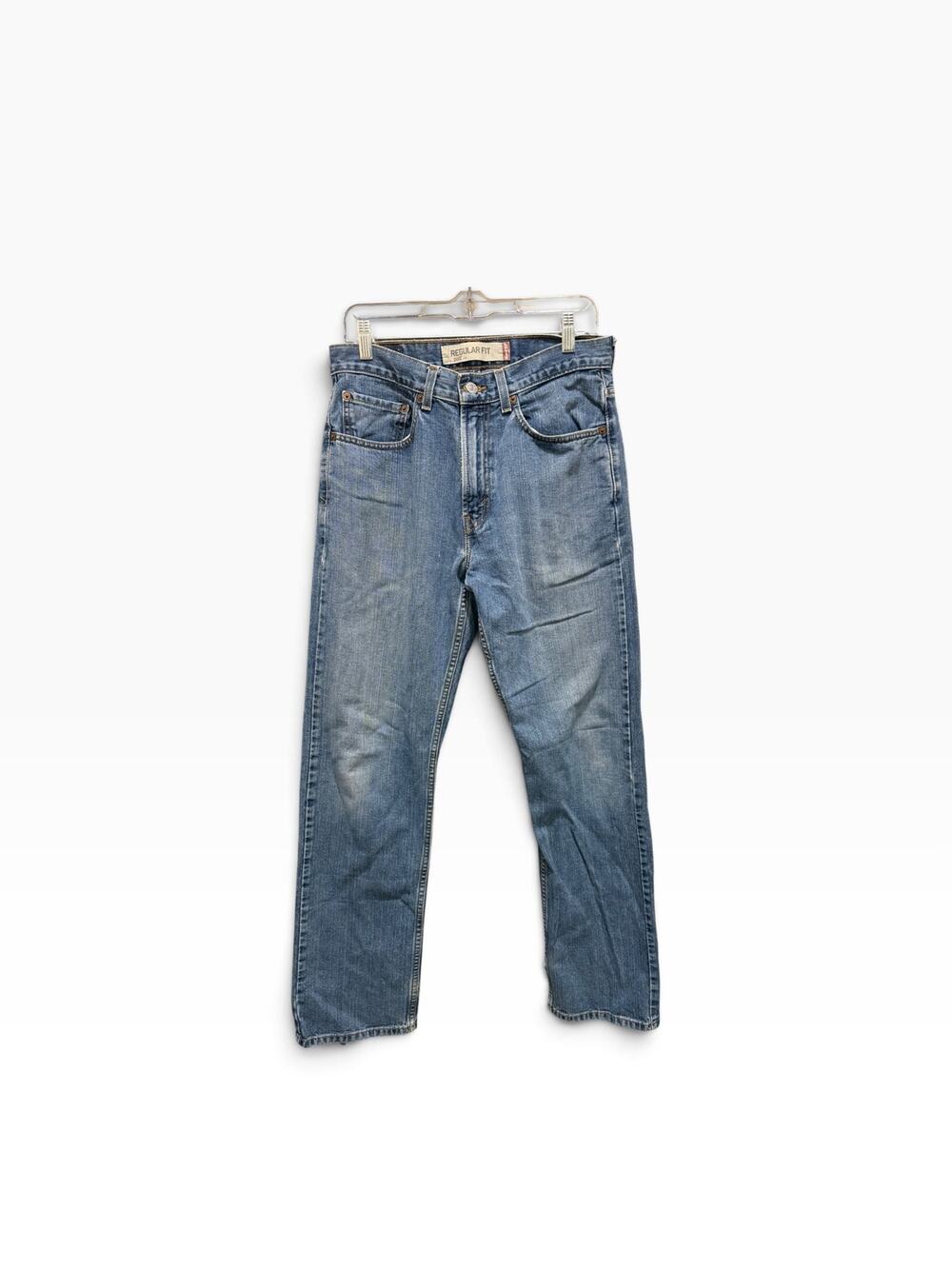 Levi's 505 Regular Fit Straight Leg Jeans Size 31x32 Medium Wash Raw Hem